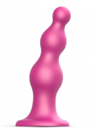 Розовая насадка Strap-On-Me Dildo Plug Beads size S - Strap-on-me - купить с доставкой в Коломне