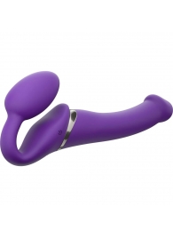 Фиолетовый безремневой вибрострапон Vibrating Bendable Strap-On - size L - Strap-on-me - купить с доставкой в Коломне