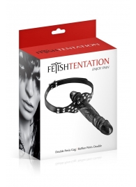 Черный кляп-фаллоимитатор Double Penis Gag - Fetish Tentation - купить с доставкой в Коломне