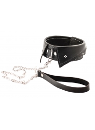 Черный ошейник-воротничок с металлическим поводком - Crazy Handmade - купить с доставкой в Коломне