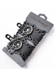 Ажурные наручники из черной кожи - Crazy Handmade - купить с доставкой в Коломне