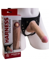 Страпон Harness из двух предметов: трусики с плугом и насадка-фаллос - 17 см. - LOVETOY (А-Полимер) - купить с доставкой в Коломне