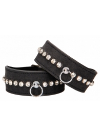 Черные наручники Diamond Studded Wrist Cuffs - Shots Media BV - купить с доставкой в Коломне