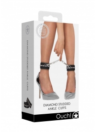 Черные поножи Diamond Studded Ankle Cuffs - Shots Media BV - купить с доставкой в Коломне