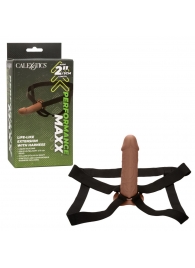 Коричневый фаллопротез Life-Like Extension with Harness - 17,75 см. - California Exotic Novelties - купить с доставкой в Коломне