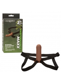 Коричневый фаллопротез из силикона Extension with Harness - 15,75 см. - California Exotic Novelties - купить с доставкой в Коломне