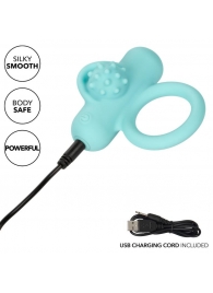 Аквамариновое эрекционное виброкольцо Silicone Rechargeable Nubby Lover’s Delight - California Exotic Novelties - в Коломне купить с доставкой