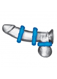 Комплект из трех голубых эрекционных колец 3-Pack Ribbed Rider Cock Ring Set - BlueLine - в Коломне купить с доставкой