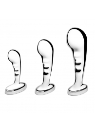 Набор из 3 стальных стимуляторов простаты Stainless Steel P-spot Training Set - b-Vibe - в Коломне купить с доставкой