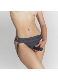 Серые трусики для фиксации насадок Strap-on-me Harness Lingerie Unique - Strap-on-me - купить с доставкой в Коломне