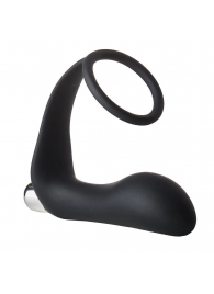 Черное эрекционное кольцо с вибропробкой Vibrating Anal Plug With Cockring - Dream Toys - в Коломне купить с доставкой