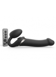 Черный безремневой страпон Multi Orgasm Size L с клиторальной стимуляцией - Strap-on-me - купить с доставкой в Коломне