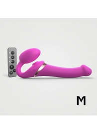Ярко-розовый безремневой страпон Multi Orgasm Size M с клиторальной стимуляцией - Strap-on-me - купить с доставкой в Коломне