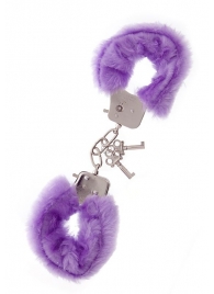 Фиолетовые меховые наручники METAL HANDCUFF WITH PLUSH LAVENDER - Dream Toys - купить с доставкой в Коломне