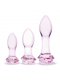 Набор из 3 стеклянных анальных пробок Rosebud Butt Plug Set - Glas