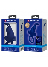 Синее эрекционное кольцо с выступом-зайчиком для стимуляции клитора - Baile - в Коломне купить с доставкой