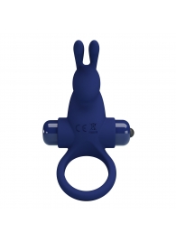 Синее эрекционное кольцо с выступом-зайчиком для стимуляции клитора - Baile - в Коломне купить с доставкой
