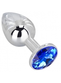 Анальное украшение BUTT PLUG  Small с синим кристаллом - 7 см. - Anal Jewelry Plug - купить с доставкой в Коломне