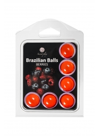 Набор из 6 шариков с массажным маслом Brazilian Balls с ароматом ягод - Secret Play - купить с доставкой в Коломне