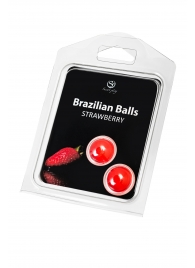 Набор из 2 шариков с массажным маслом Brazilian Balls с ароматом клубники - Secret Play - купить с доставкой в Коломне