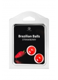 Набор из 2 шариков с массажным маслом Brazilian Balls с ароматом клубники - Secret Play - купить с доставкой в Коломне