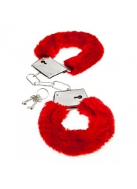 Красные меховые наручники Love с ключиками - Baile - купить с доставкой в Коломне