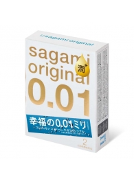 Увлажнённые презервативы Sagami Original 0.01 Extra Lub - 2 шт. - Sagami - купить с доставкой в Коломне