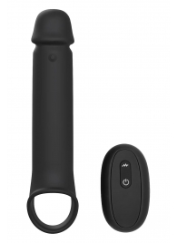 Черная насадка-удлинитель с вибрацией Vibrating Extender With Remote - Dream Toys - в Коломне купить с доставкой