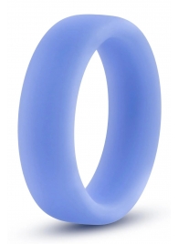Голубое люминесцентное кольцо Silicone Glo Cock Ring - Blush Novelties - в Коломне купить с доставкой