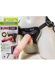 Страпон-унисекс с двумя насадками UNI strap 7  Harness - 19 и 16 см. - LOVETOY (А-Полимер) - купить с доставкой в Коломне