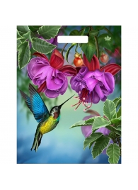 Пакет с принтом в виде колибри в цветах с вырубной ручкой (31х40 см) - Сима-Ленд - купить с доставкой в Коломне