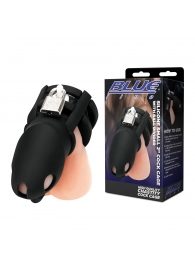 Черная клетка для пениса Silicone Small 2 in Cock Cage With Ball Divider - BlueLine - купить с доставкой в Коломне