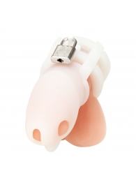 Белая клетка для пениса Silicone Small 2 in Cock Cage With Ball Divider - BlueLine - купить с доставкой в Коломне