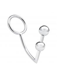 Кольцо на пенис с анальным стимулятором Two Bead Stainless Steel Anal Hook   Cock Ring - BlueLine - в Коломне купить с доставкой