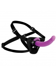 Лиловый поясной страпон Navigator Silicone G-Spot Dildo with Harness - 17,8 см. - XR Brands - купить с доставкой в Коломне