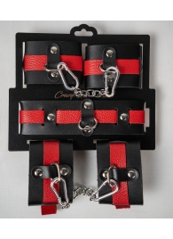 Черно-красный набор фиксаций: наручники, оковы и ошейник - Crazy Handmade - купить с доставкой в Коломне