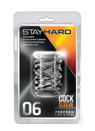 Прозрачная насадка с объёмными чёрточками STAY HARD COCK SLEEVE 06 CLEAR - Blush Novelties - в Коломне купить с доставкой