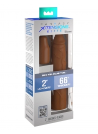 Коричневая насадка на член 2  Silicone X-tension - 20,3 см. - Pipedream - в Коломне купить с доставкой