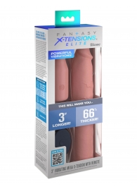 Телесная вибронасадка на член 3  Vibrating Mega X-tension with Remote - 22,9 см. - Pipedream - в Коломне купить с доставкой