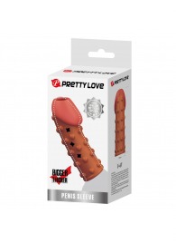 Телесная открытая насадка на пенис с бугорками - 19,8 см. - Baile - в Коломне купить с доставкой