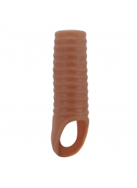 Телесная насадка на пенис с ребрышками и подхватом мошонки - Baile - в Коломне купить с доставкой