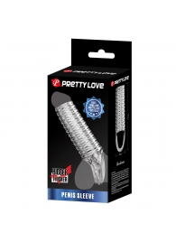 Прозрачная насадка на пенис с ребрышками и подхватом мошонки - Baile - в Коломне купить с доставкой