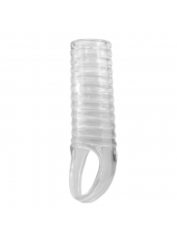Прозрачная насадка на пенис с ребрышками и подхватом мошонки - Baile - в Коломне купить с доставкой