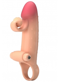 Телесная вибронасадка на пенис с подхватом мошонки - 20 см. - Baile - в Коломне купить с доставкой