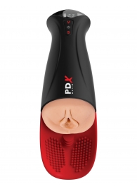 Телесный мастурбатор-вагина в черной колбе с вибрацией Fuck-O-Matic Pro XL - Pipedream - в Коломне купить с доставкой