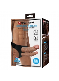 Темно-бежевый фаллопротез для двойного проникновения - 17,5 см. - Baile - купить с доставкой в Коломне