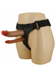 Темно-бежевый фаллопротез для двойного проникновения - 17,5 см. - Baile - купить с доставкой в Коломне