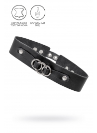 Черный чокер-ошейник со связанными кольцами на подложке - Pecado - купить с доставкой в Коломне