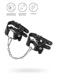 Черные кожаные наручники-браслеты из двух ремешков - Pecado - купить с доставкой в Коломне