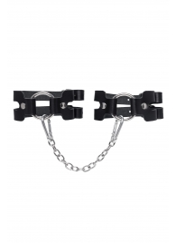 Черные кожаные оковы из двух ремешков - Pecado - купить с доставкой в Коломне